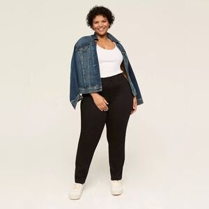 Lane Bryant Tighter Tummy Slim Straight Jeans Black Women's Size 18 Short